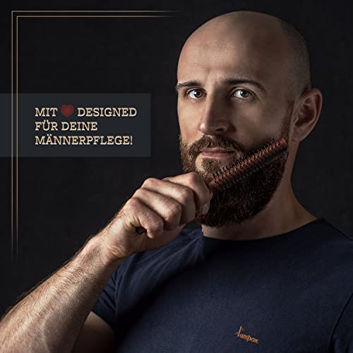 lampox Men's Beard Round Brush, Beard Styling, Beard Brush, Hair Dryer Brush, Round Brush, Hair Dryer Brush, Beard Care, Hair Comb, Wooden Handle and Sturdy Nubs, Hair Brush for Short and Medium|B09RJ4HT79