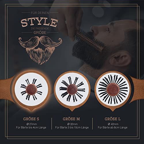 lampox Men's Beard Round Brush, Beard Styling, Beard Brush, Hair Dryer Brush, Round Brush, Hair Dryer Brush, Beard Care, Hair Comb, Wooden Handle and Sturdy Nubs, Hair Brush for Short and Medium|B09RJ4HT79