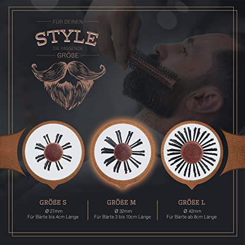 lampox Men's Beard Round Brush, Beard Styling, Beard Brush, Hair Dryer Brush, Round Brush, Hair Dryer Brush, Beard Care, Hair Comb, Wooden Handle and Sturdy Nubs, Hair Brush for Short and Medium|B09RJ4HT79