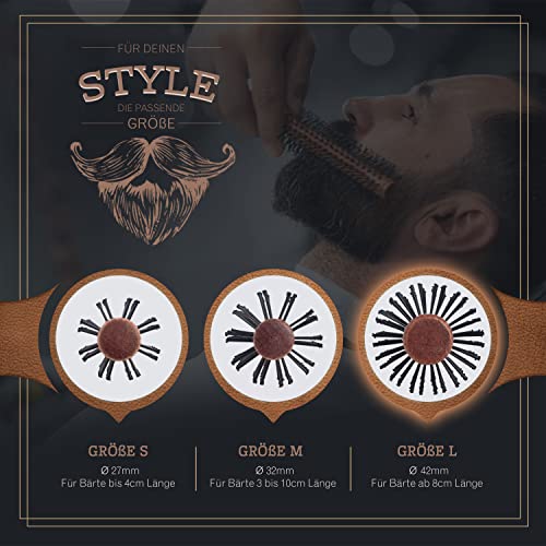 lampox Men's Beard Round Brush, Beard Styling, Beard Brush, Hair Dryer Brush, Round Brush, Hair Dryer Brush, Beard Care, Hair Comb, Wooden Handle and Sturdy Nubs, Hair Brush for Short and Medium|B09RJ4HT79